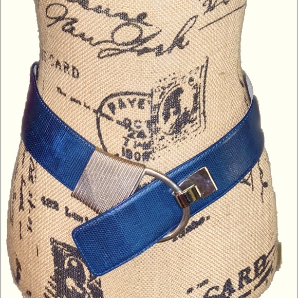 VTG- Thick Blue Alligator Leather Belt - RARE